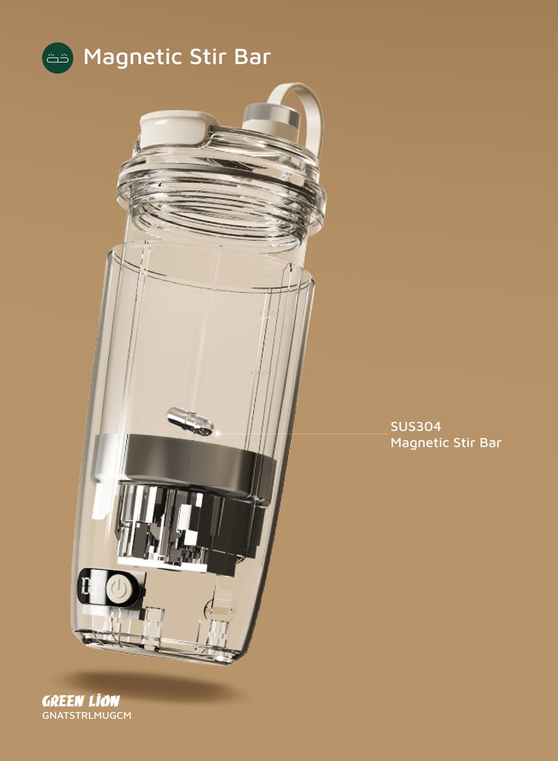 GREEN LION Auto-Stirring Mug 350mL / Warm Water Temp: 80°C Max / Motor Speed: 6800 RPM / Material: PP+PC+Silicone / Charging Time: 1-2 Hrs / Battery: 400mAh / Capacity: 350 mL - Cream - Image 3