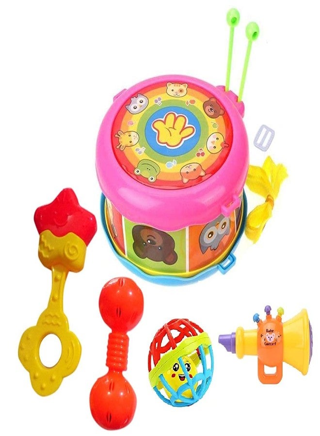 Space Enterprises Pack of 5 Attractive & Cute Rattle Set for New Born Babies, 5 Rattle Baby Concert Toys - BPA Free & Non-Toxic - Image 1