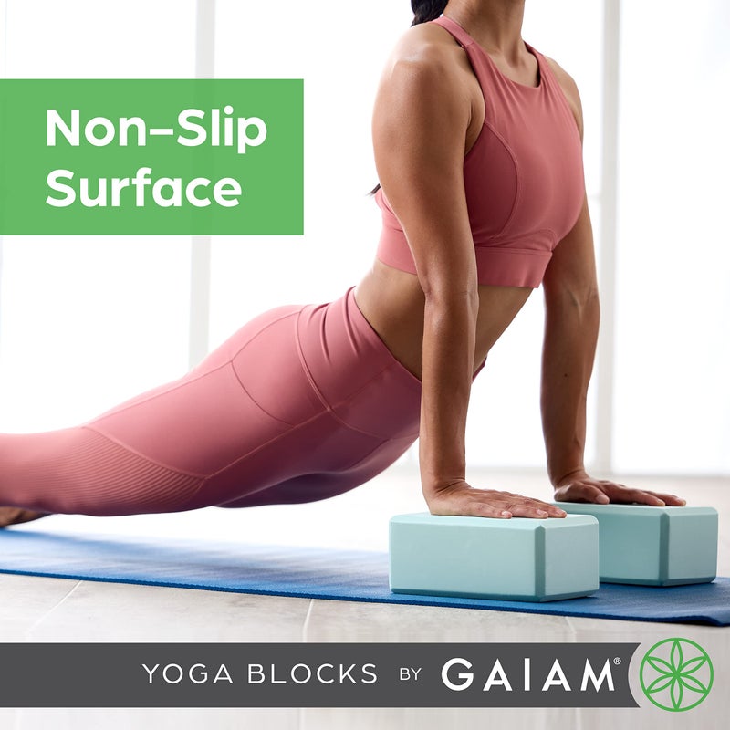 Gaiam Yoga Block - Supportive Latex-Free Eva Foam - Soft Non-Slip Surface With Beveled Edges For Yoga, Pilates, Meditation - Yoga Accessories For Stability, Balance, Deepen Stretches (Teal Tonal) - Image 5