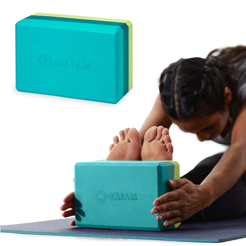 Gaiam Yoga Block - Supportive Latex-Free Eva Foam - Soft Non-Slip Surface With Beveled Edges For Yoga, Pilates, Meditation - Yoga Accessories For Stability, Balance, Deepen Stretches (Teal Tonal) - Image 1