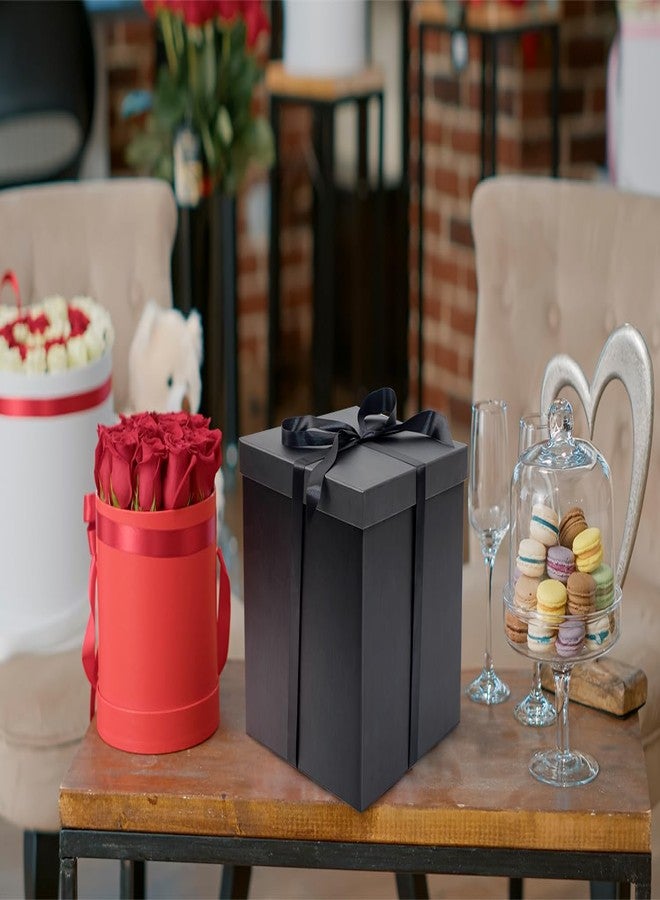 Linelglobal Large Gift Box with Lid for Present Collapsible Gift Box with Filler Paper for Birthday Anniversary Valentine 12x12x10 - Black - Image 4