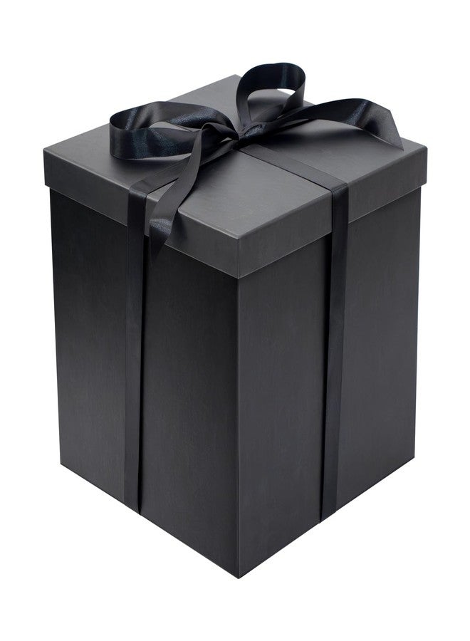Linelglobal Large Gift Box with Lid for Present Collapsible Gift Box with Filler Paper for Birthday Anniversary Valentine 12x12x10 - Black - Image 1