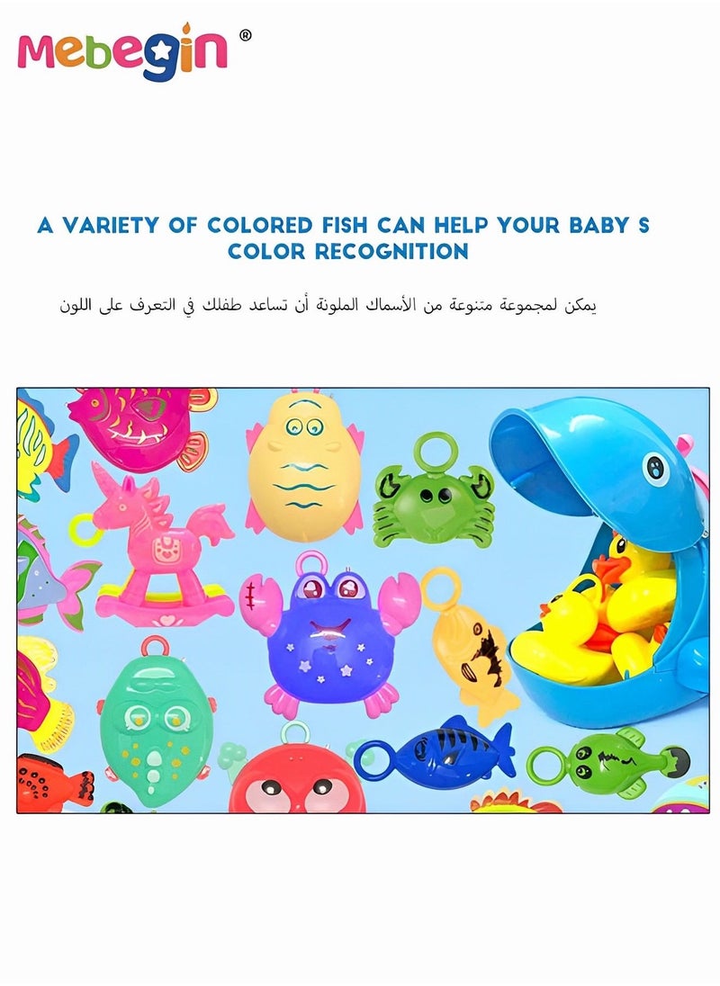 MEBEGIN - Fishing Game Set with Fishing Rods, Nets and Floating Fish and Ducks, Fishing Toys Pool with Colorful Accessaries, Creative Fun Bath Toys, Multi-Player Game Designed for Kids and Family , Parent-child Game, Ideal Gift for Kids - Image 1