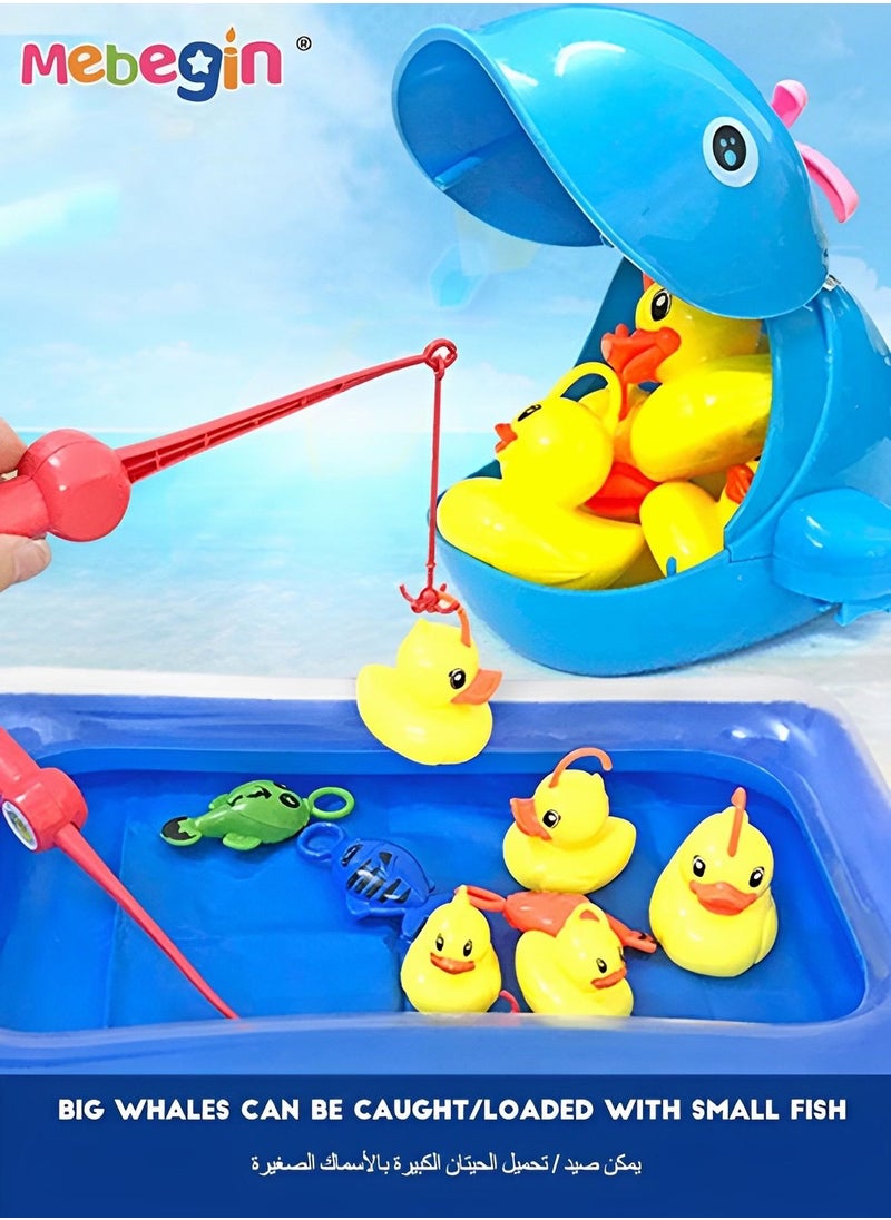 MEBEGIN - Fishing Game Set with Fishing Rods, Nets and Floating Fish and Ducks, Fishing Toys Pool with Colorful Accessaries, Creative Fun Bath Toys, Multi-Player Game Designed for Kids and Family , Parent-child Game, Ideal Gift for Kids - Image 1
