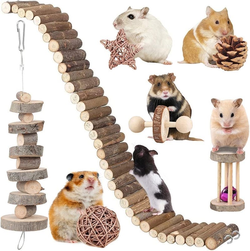 BBjinronjy Hamster Accessories Guinea Pig Chinchilla Chew Toys Suspension Bridge Set Willow Ball Stuff for Dwarf Syrian Chinchillas Gerbils - Image 2