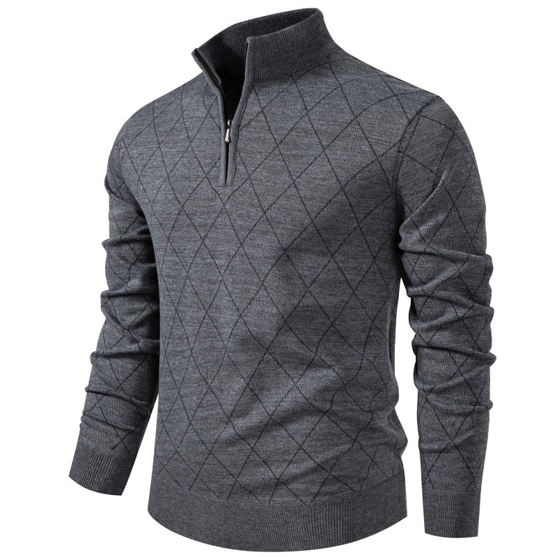 Mylldey 1/4 Zip Pullover Mens Sweaters Lightweight Pullover Soft Men's Knit Long Sleeve Sweater (Grey, XL) - Image 1