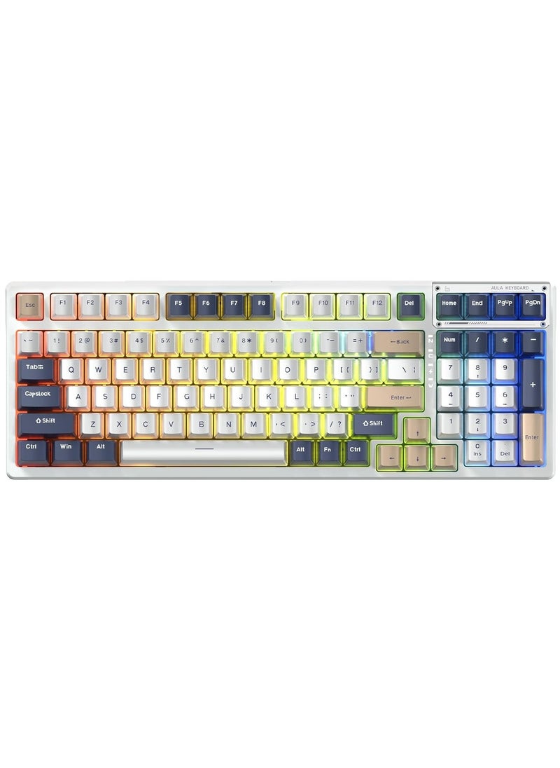 AULA - F98 Wireless Mechanical Keyboard, 95% Hot-swappable, Pre-lubed Gaote Peach Switch, Gasket Structure, RGB Backlit, Tri-Mode BT5.0/2.4G/USB-C Mechanical Keyboard - Image 1