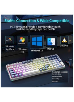 AULA F98 Wireless Mechanical Keyboard, 95% Hot-swappable, Pre-lubed Gaote Peach Switch, Gasket Structure, RGB Backlit, Tri-Mode BT5.0/2.4G/USB-C Mechanical Keyboard  - Image 4