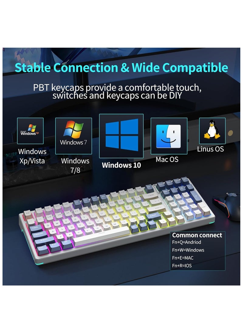 AULA - F98 Wireless Mechanical Keyboard, 95% Hot-swappable, Pre-lubed Gaote Peach Switch, Gasket Structure, RGB Backlit, Tri-Mode BT5.0/2.4G/USB-C Mechanical Keyboard - Image 1