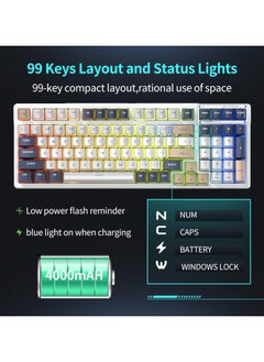 AULA F98 Wireless Mechanical Keyboard, 95% Hot-swappable, Pre-lubed Gaote Peach Switch, Gasket Structure, RGB Backlit, Tri-Mode BT5.0/2.4G/USB-C Mechanical Keyboard  - Image 5