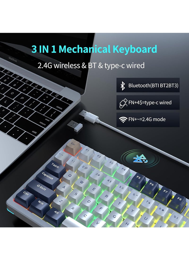 AULA - F98 Wireless Mechanical Keyboard, 95% Hot-swappable, Pre-lubed Gaote Peach Switch, Gasket Structure, RGB Backlit, Tri-Mode BT5.0/2.4G/USB-C Mechanical Keyboard - Image 1