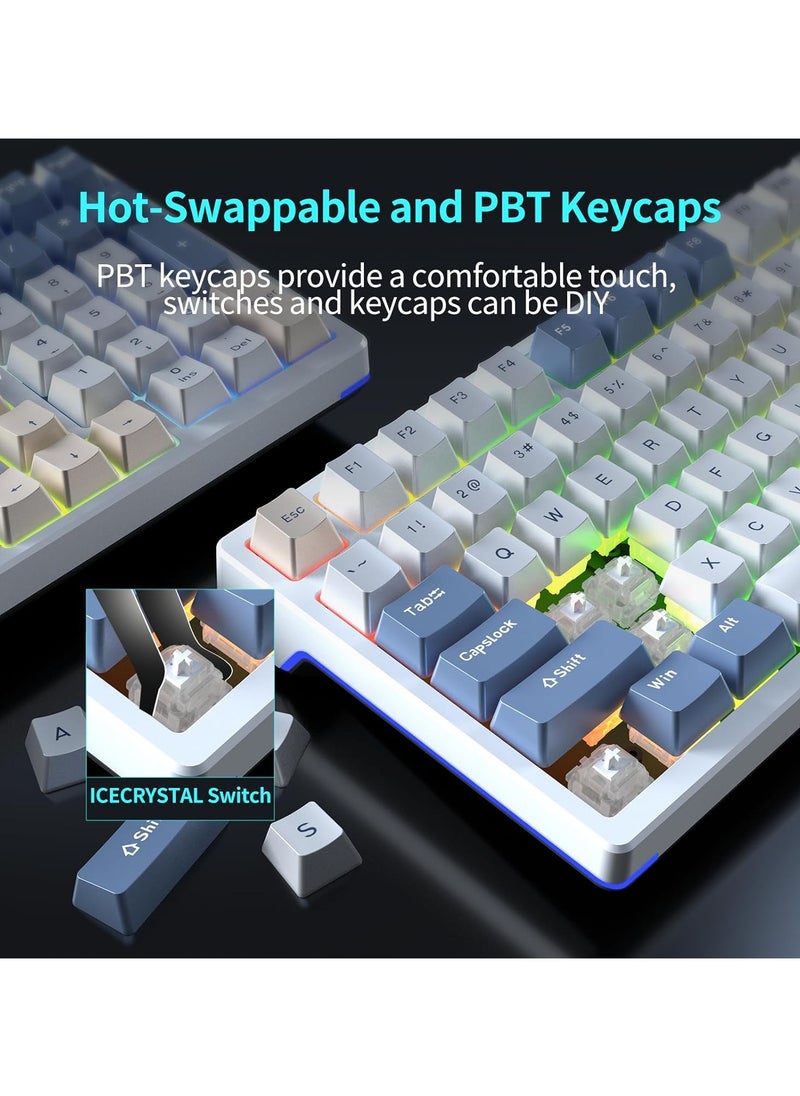 AULA - F98 Wireless Mechanical Keyboard, 95% Hot-swappable, Pre-lubed Gaote Peach Switch, Gasket Structure, RGB Backlit, Tri-Mode BT5.0/2.4G/USB-C Mechanical Keyboard - Image 1