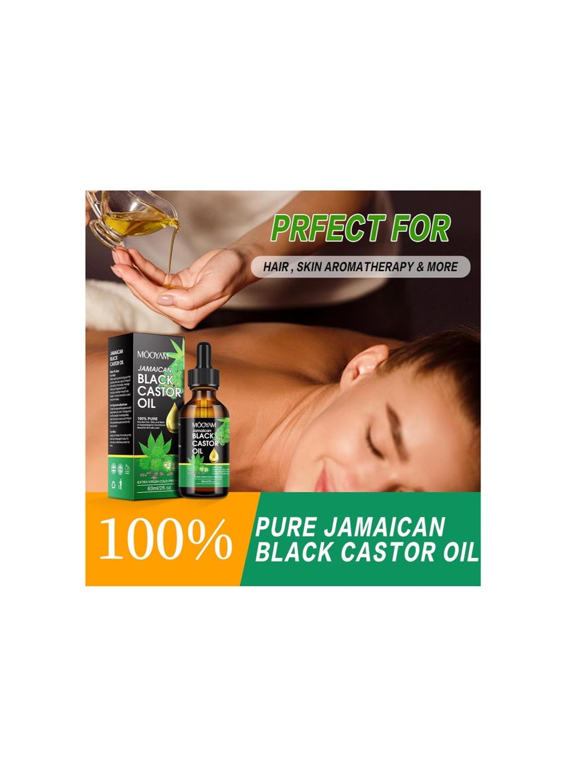 silvercnc - Jamaican Black Castor 100% Pure and Natural Castor Oil Organic Cold Pressed Unrefined Glass Bottle Castor Oil for Face Hair Growth Eyelashes Eyebrow Growth Serum Lavender Essential Oil Essential Oils - Image 1