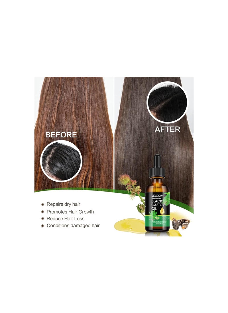 silvercnc - Jamaican Black Castor 100% Pure and Natural Castor Oil Organic Cold Pressed Unrefined Glass Bottle Castor Oil for Face Hair Growth Eyelashes Eyebrow Growth Serum Lavender Essential Oil Essential Oils - Image 1