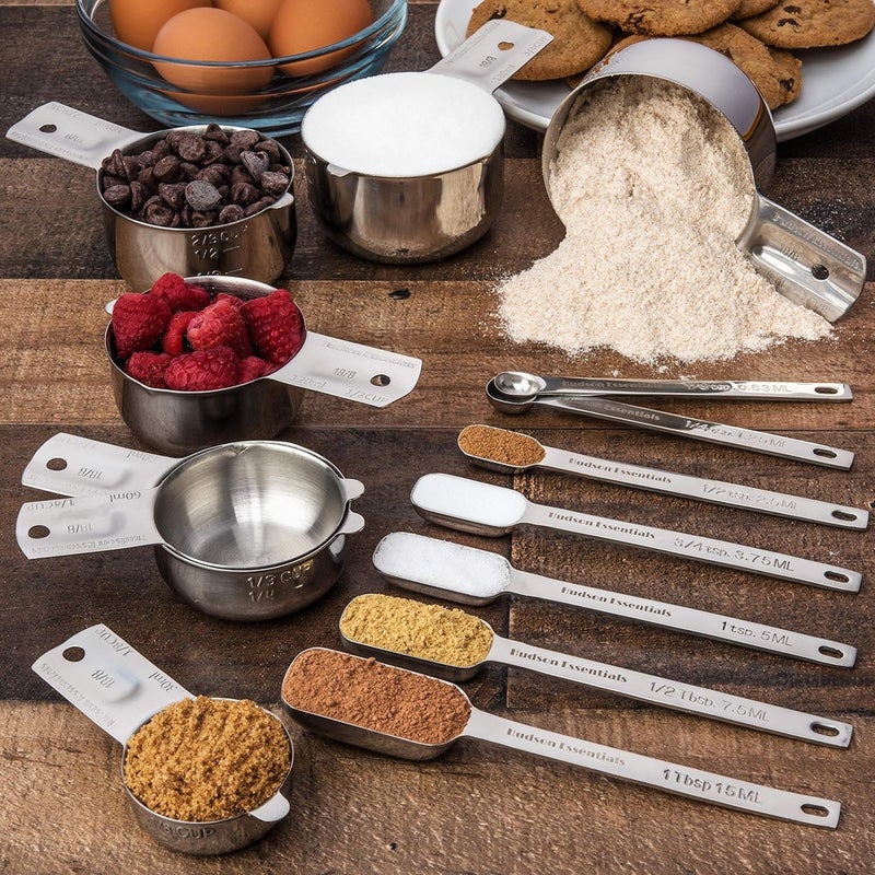 Hudson Essentials Stainless Steel Measuring Cups and Spoons Set (14 Piece Set) - Image 5