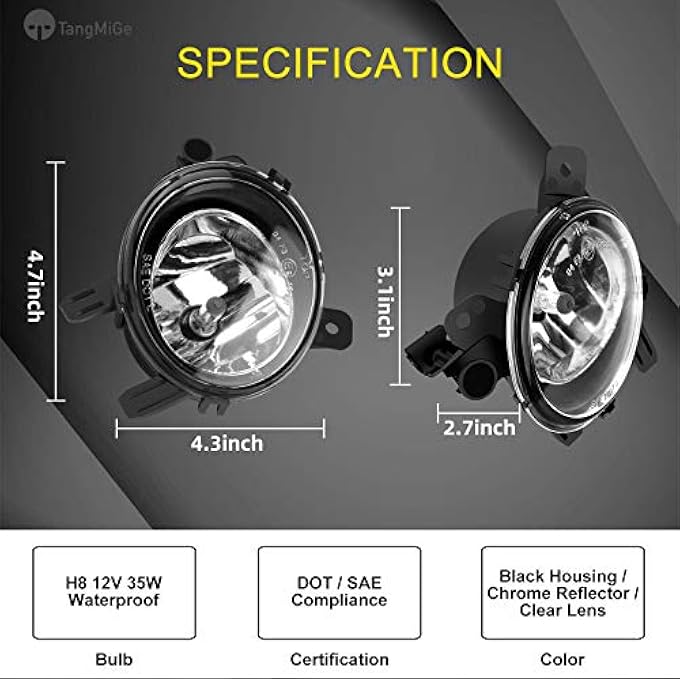 TangMiGe Fog Lights Compatible With 20122014 Bmw 2 Series F22 230I 228I 3 Series F30 F31 F34 320I 328I 328D 330E 330I 335I 340I 4 Series F32 F33 F36 428I 435I 1 Pair Fog Lamps - Image 4
