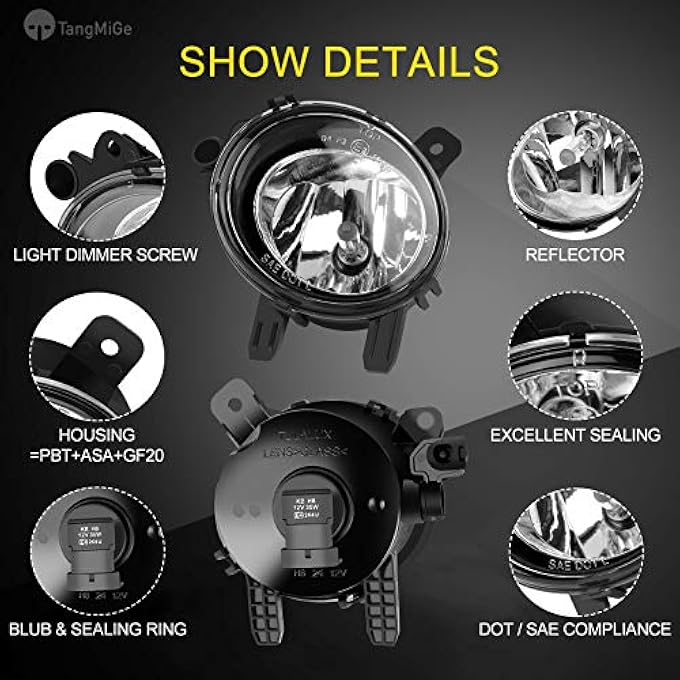 TangMiGe Fog Lights Compatible With 20122014 Bmw 2 Series F22 230I 228I 3 Series F30 F31 F34 320I 328I 328D 330E 330I 335I 340I 4 Series F32 F33 F36 428I 435I 1 Pair Fog Lamps - Image 5