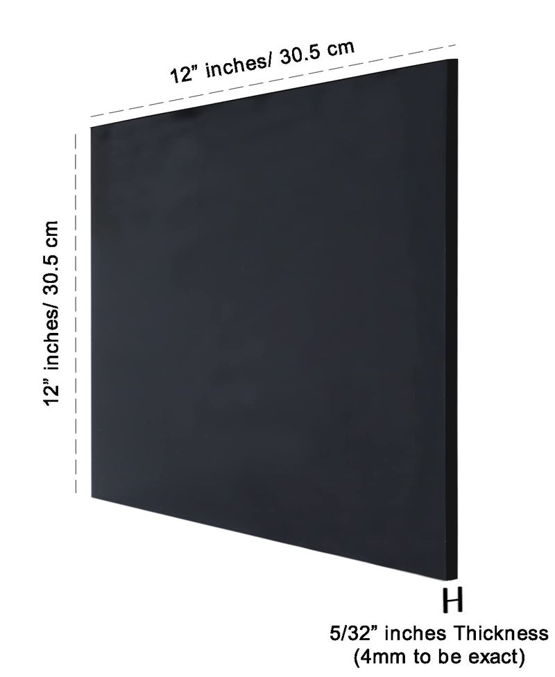 Inkdotpot Pack of 4, 4mm Matt Black Acrylic Sheet 5/32 Thick Cast 12"x12" Transparent Acrylic Plastic Board with Protective Paper, DIY Display Project - Image 3