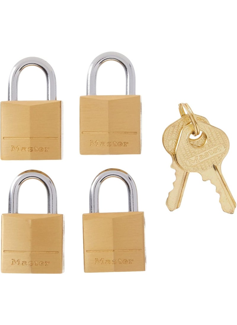 Master Lock Master Lock Padlock, Solid Brass Lock, 3/4 in. Wide, 120Q (Pack of 4-Keyed Alike)  - Image 1