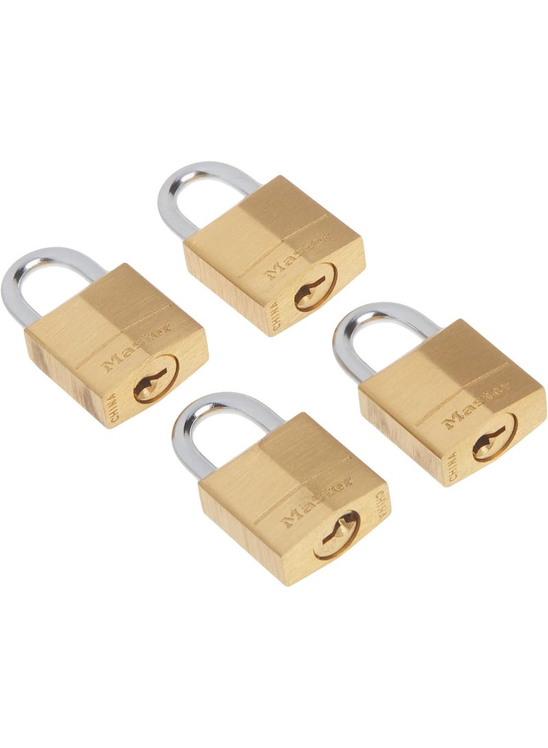 Master Lock Padlock, Solid Brass Lock, 3/4 in. Wide, 120Q (Pack of 4-Keyed Alike) - Image 5