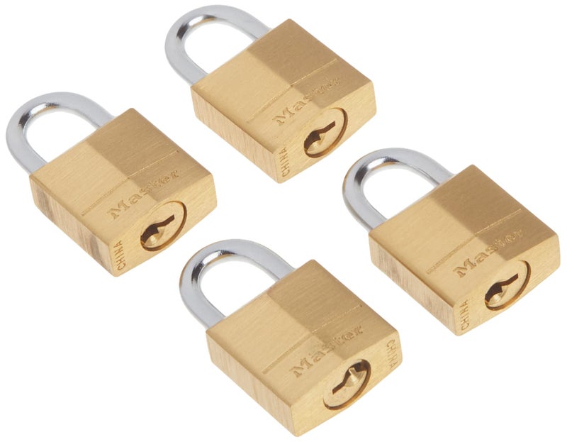 Master Lock Padlock, Solid Brass Lock, 3/4 in. Wide, 120Q (Pack of 4-Keyed Alike) - Image 2