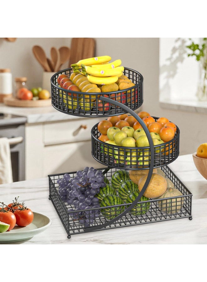3-Tier Metal Bathroom Organizer Storage Rack, Round Black, for Vanity & Countertop - Image 4