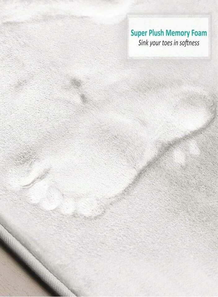Kutis 3-Pieces European Simple Style Toilet Floor Mat Suit Bathroom Carpet Set Polyester Fiber White - Image 4