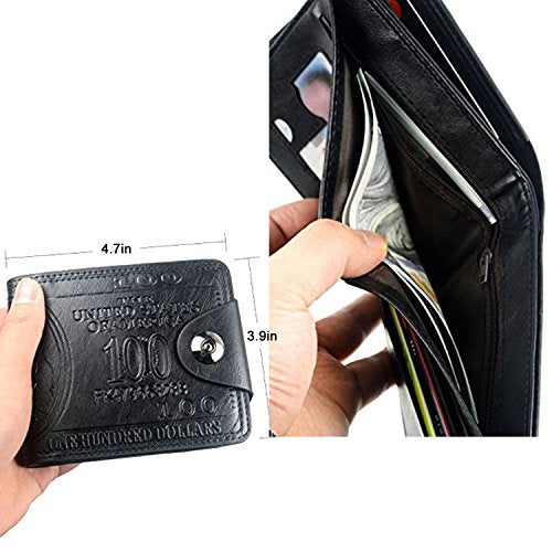 LUI SUI Men Us Dollar Bill Wallet Billfold Leather Credit Card Photo Holder - Image 3