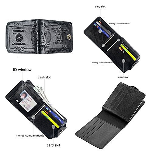 LUI SUI Men Us Dollar Bill Wallet Billfold Leather Credit Card Photo Holder - Image 2