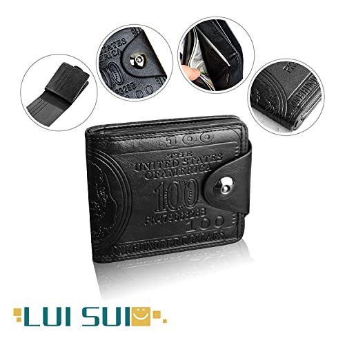 LUI SUI Men Us Dollar Bill Wallet Billfold Leather Credit Card Photo Holder - Image 4
