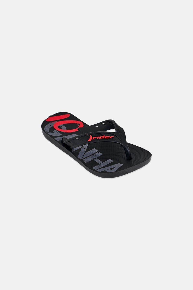 RIDER Kids Boy Slip On Slippers, Black - Image 1