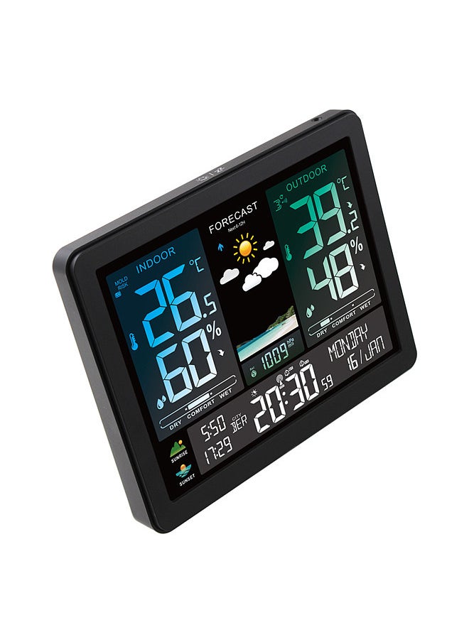 Generic - Multi-function Professional Electronic Weather Station Intelligent Color Screen Clock Temperature Humidity Barometric Pressure Weather Forecast Display Alarm Clock Support 8-Language Display - Image 1