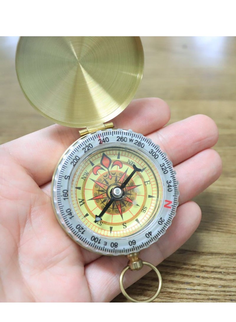 Sharpdo Pure Copper Compass Pocket Watch Flap Outdoor Mountaineering Multi-Function With Cover For Luminescence - Image 2