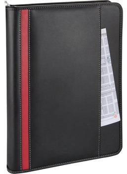 A4 Faux Leather Zippered Secretariat and 4 Ring Handheld Portfolio with Calculator 200 Sheets Black - pzsku/Z11A43560DAD48AE04353Z/45/_/1725725161/62d65a9c-9f7f-4cb6-ad99-6beb28cbe2ae