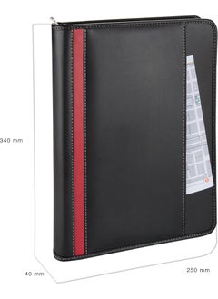 A4 Faux Leather Zippered Secretariat and 4 Ring Handheld Portfolio with Calculator 200 Sheets Black - pzsku/Z11A43560DAD48AE04353Z/45/_/1728062591/86e1ddec-5bdc-46c0-8e31-82e905743105