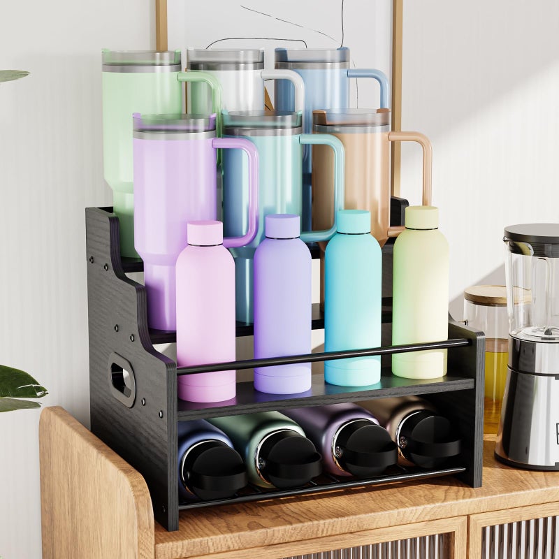 KLM 4-Tier Wood Display Shelf, Black Modern Bottle Organizer, Countertop Bar Stand for Liquor, Coffee Syrup, (Black) - Image 5