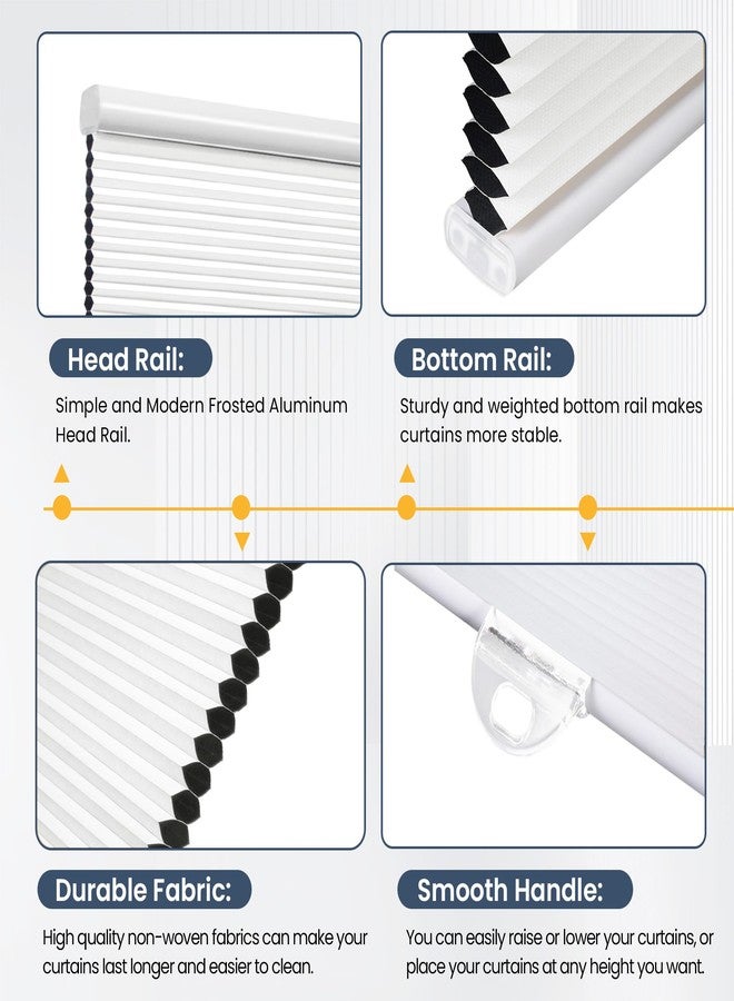 SUNFREE Cellular Shades Blackout Blinds Cordless Honeycomb Window Shades for Bedroom, Blinds for Window and Door, Home and Office, White, 34" W x 64" H - Image 2