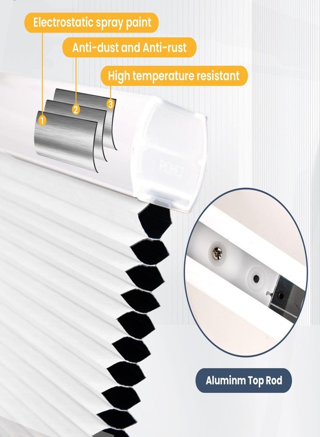 SUNFREE Cellular Shades Blackout Blinds Cordless Honeycomb Window Shades for Bedroom, Blinds for Window and Door, Home and Office, White, 34" W x 64" H - Image 5