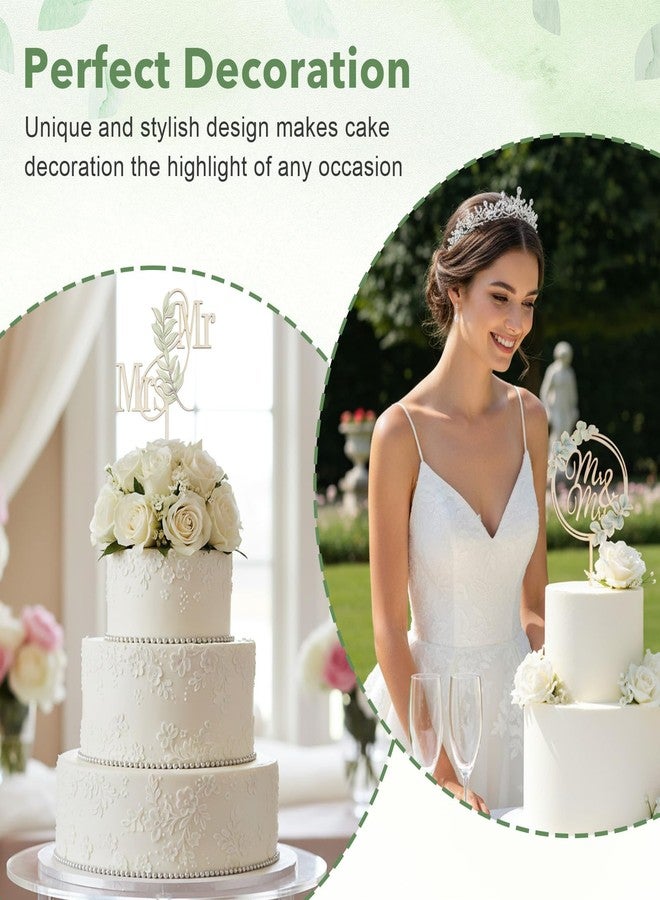 XLIUAX 2 Pack Mr & Mrs Cake Topper, Rustic Wedding Cake Toppers Wooden Mr And Mrs Sign for Bride And Groom Anniversary Engagement Proposal Party Decoration, Sage Green - Image 3