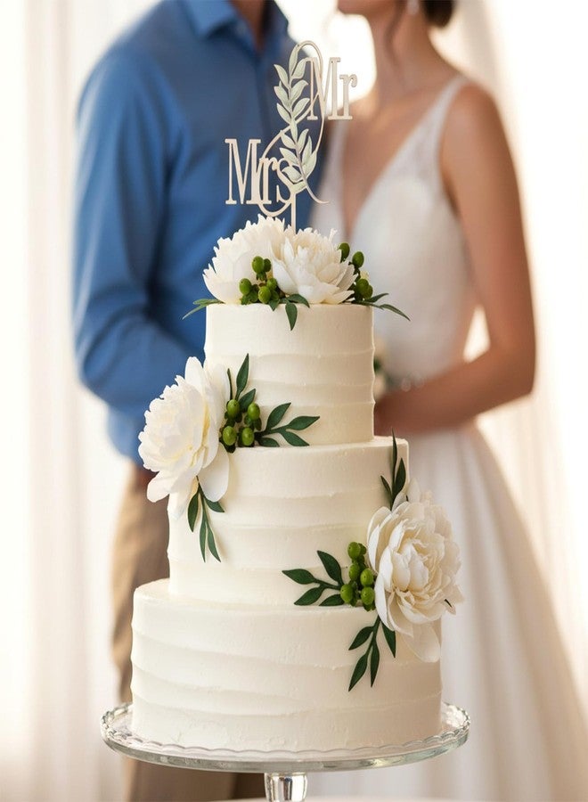 XLIUAX 2 Pack Mr & Mrs Cake Topper, Rustic Wedding Cake Toppers Wooden Mr And Mrs Sign for Bride And Groom Anniversary Engagement Proposal Party Decoration, Sage Green - Image 4