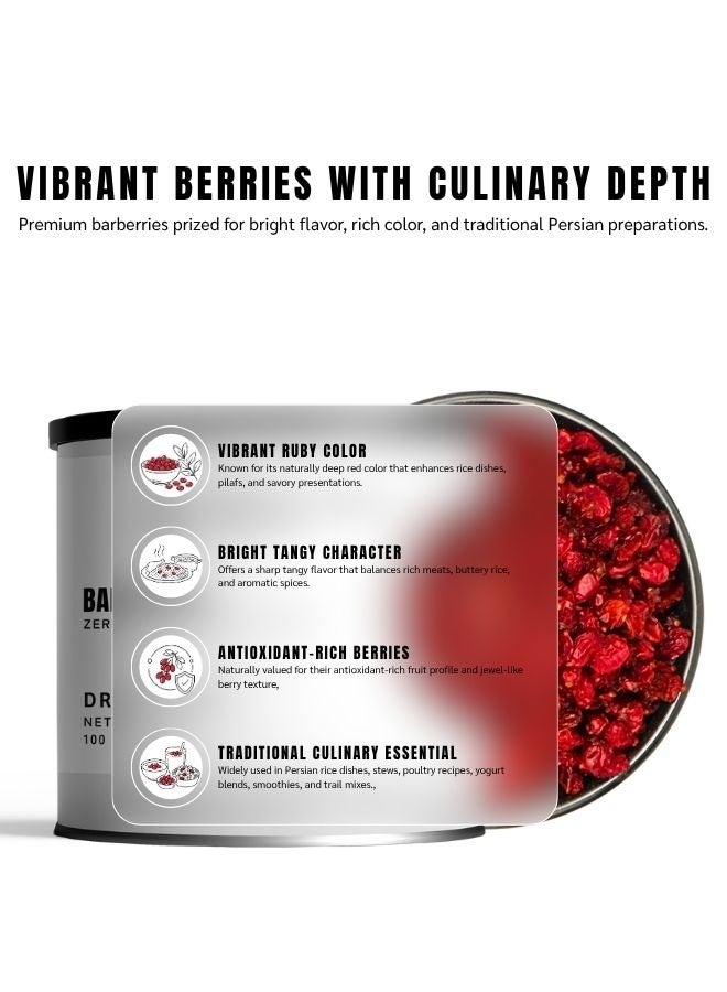 AWAFI MILL Dried Barberries (Zereshk) | Ruby-Red Tart Berries for Persian Saffron Rice, Pilaf and Salads | Bright Sour–Fruity Flavor | Food-Grade - 100 g | 3.5 Oz - Image 2