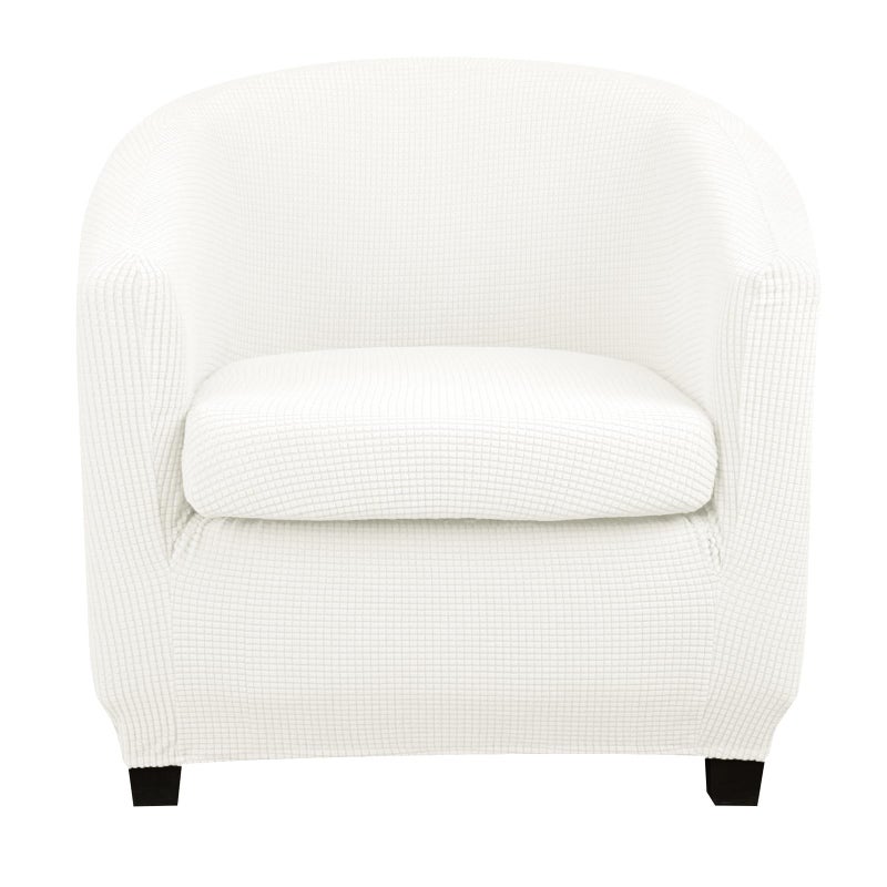 Lellen Club Chair Slipcover with Seat Cushion Cover  Round Tub Chair Slipcovers Barrel Chair Cover Arm Protector Armchair Covers Reusable Stretch Sofa Covers for Living Room BedroomWhite