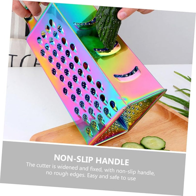 Multicolor Hand Grater Stainless Steel Kitchen Grater for Cheese Vegetables Fruits Compact Storage - Image 4