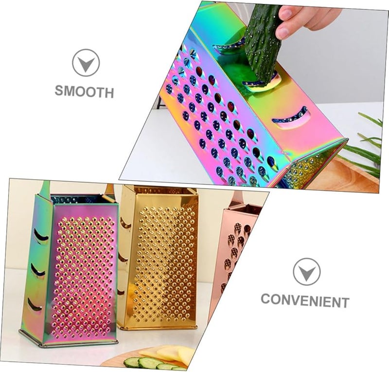 Multicolor Hand Grater Stainless Steel Kitchen Grater for Cheese Vegetables Fruits Compact Storage - Image 3