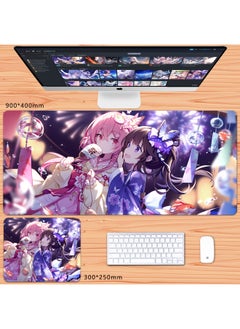 No Overlock Honkai Impact 3 Mouse Pad Extra Large Animation Kiana Dem Lisa Alicia Two-Dimensional Notebook-Color:70x35cm Thickness 3mm-Pattern:Purple Autumn Festival
