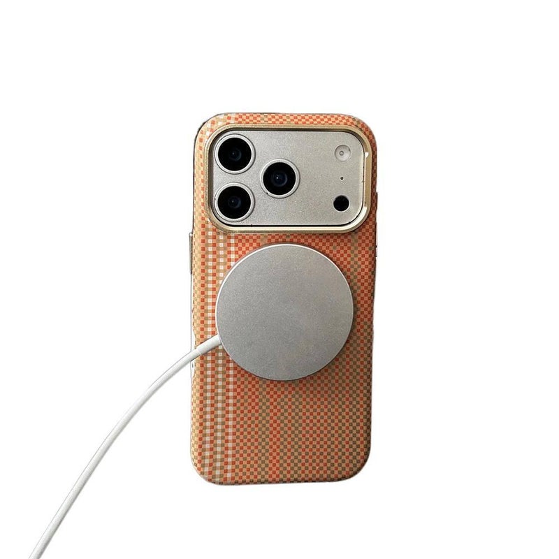 غطاء MagSafe | نسيج كيفلار | ملمس ناعم للبشرة | برتقالي | PC | مقاوم للصدمات لـ iPhone 13 - Image 4