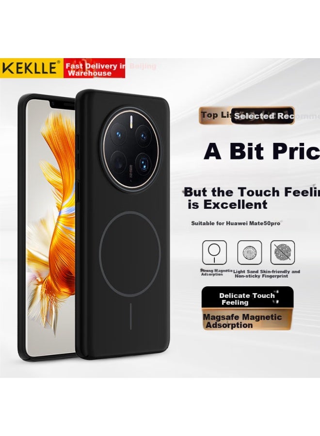 Keklle Phone Case For Huawei Mate 50 Pro, Magnetic Wireless Charging Compatible Matte Anti-drop Protective Cover For Huawei Mate 50 Pro, Midnight Black - Image 1