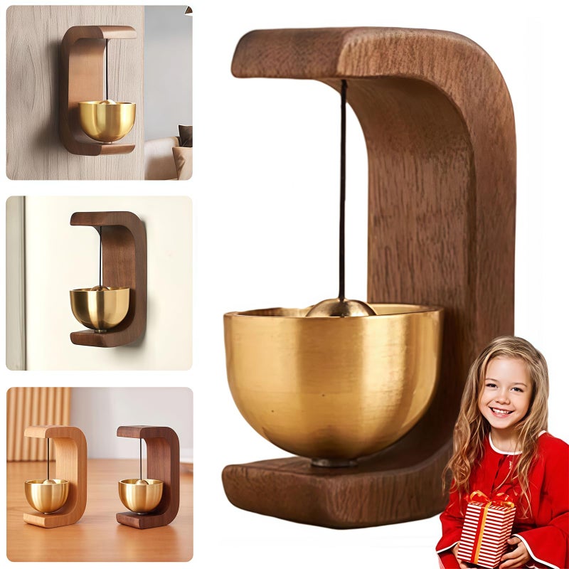 BIBIFACTORY 2025 New Magnetic Wooden Doorbell for All Materials, Suction Door Type Solid Wood Wind Chime, Door Wind Chime, for Restaurants Home Barn C Shape - Image 1
