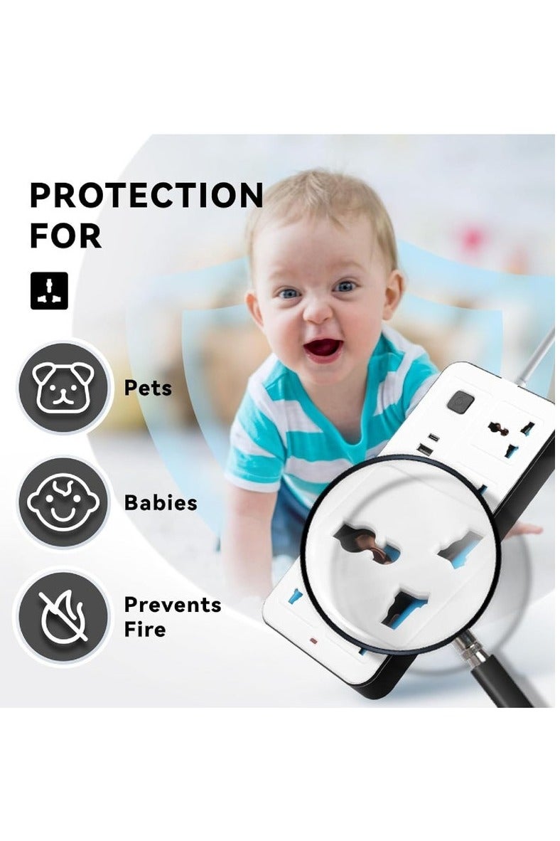 2 meters Universal Extension Lead with Multiple Function UK Plug 3 Pin Socket Outlet with 6 Gang 3 USB Port 1 Type-C Port 2M Electric Socket Mains Strip for Home Kitchen and Office 2 meters WHITE - Image 4