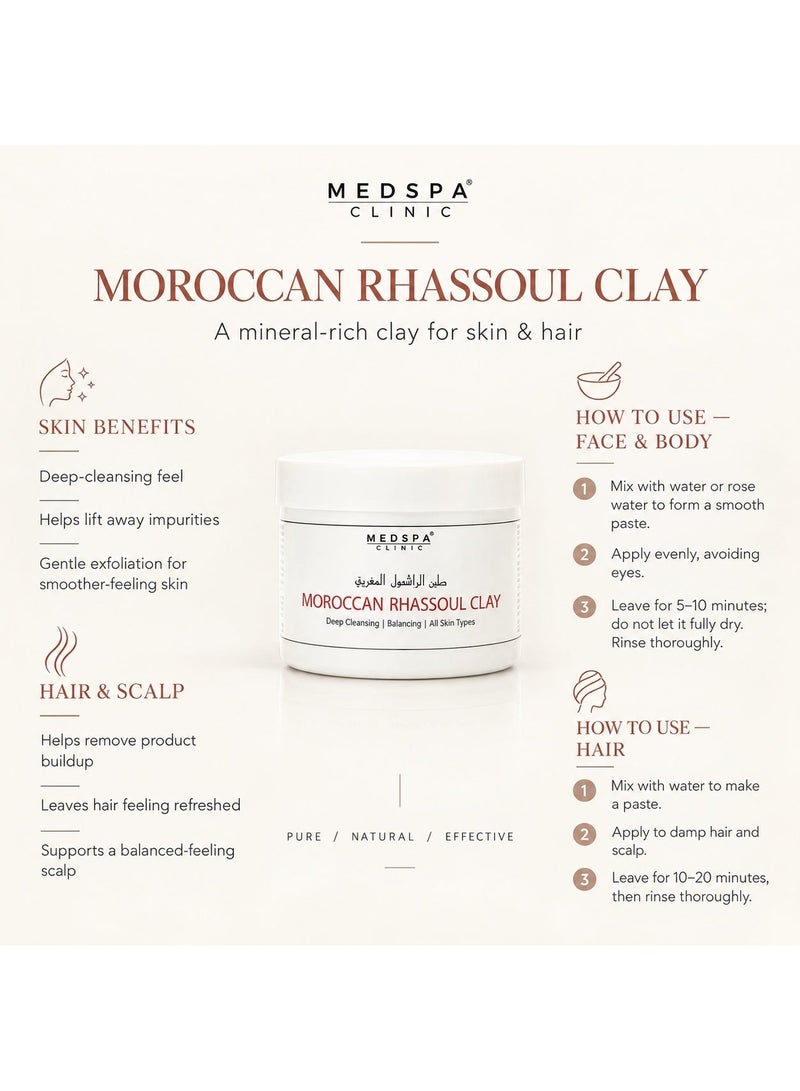 MedspaClinic 100% Natural Moroccan Rhassoul Mineral Clay for Face, Hair & Body - Image 2